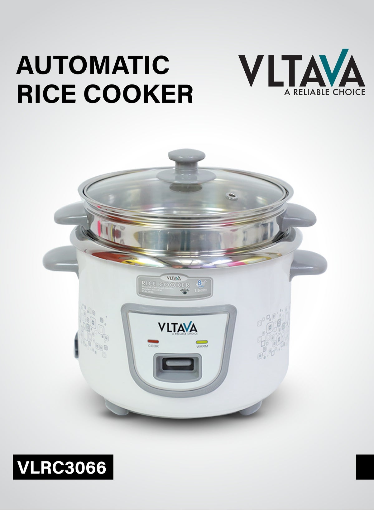 VLTAVA Stainless Steel Rice Cooker Automatic Cooking, Cool