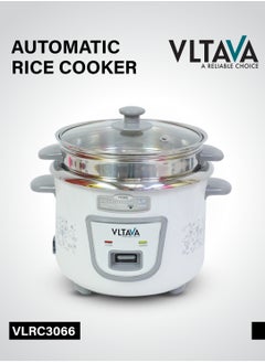 VLTAVA Stainless Steel Rice Cooker 1.5Ltr, Automatic Cooking, Cool Touch Body, One Touch Button, 500W / VLRC3066 White  - Image 1