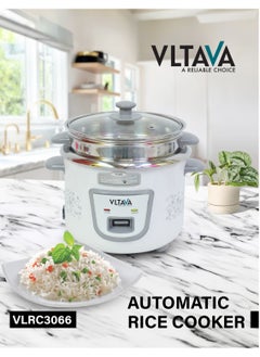 VLTAVA Stainless Steel Rice Cooker 1.5Ltr, Automatic Cooking, Cool Touch Body, One Touch Button, 500W / VLRC3066 White  - Image 2