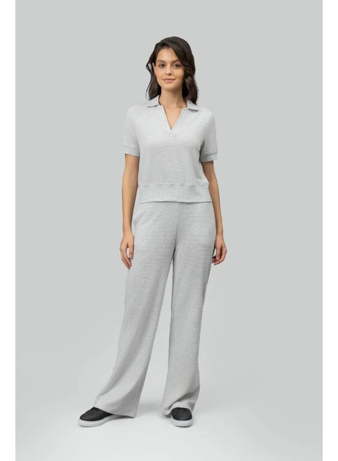 نسيسيرا Grey Ottoman Rib Polo Set