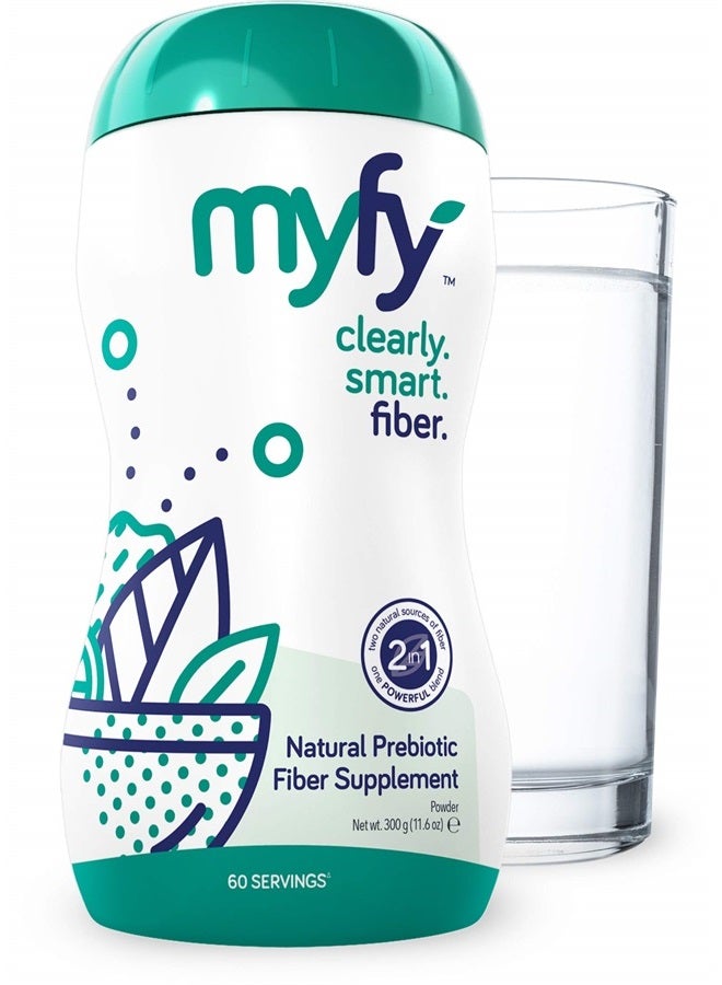 MyFy مسحوق مكمل الألياف البريبايوتيك الطبيعي - واضح، قابل للذوبان، دعم هضمي يومي لصحة الأمعاء والانتظام - غير معدّل وراثيًا، خالي من الطعم، خالي من السكر، خالي من الغلوتين - 10.6 أونصة (60 حصة) - Image 1