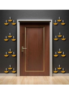 Bikri Kendra Bikri Kendra Diya Golden 20 Decorative Mirror Stickers for Wall Wall Mirror Stickers 3D Acrylic Stickers Wall Stickers for Hall Room Bed Room Kitchen Living Room Kids Room SelfAdhesive 