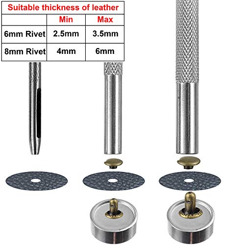 YORANYO 640 Sets Mixed Color Leather Rivets Kit Mixed Size Double Cap Rivets Garment Rivets with Rivet Press Setter Tool for Leather Craft Clothing Shoes Belts Bags Rivets 4 Color 2 Sizes - Image 3