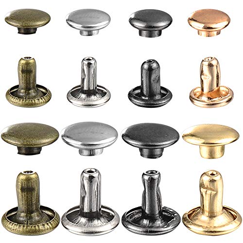 YORANYO 640 Sets Mixed Color Leather Rivets Kit Mixed Size Double Cap Rivets Garment Rivets with Rivet Press Setter Tool for Leather Craft Clothing Shoes Belts Bags Rivets 4 Color 2 Sizes - Image 4