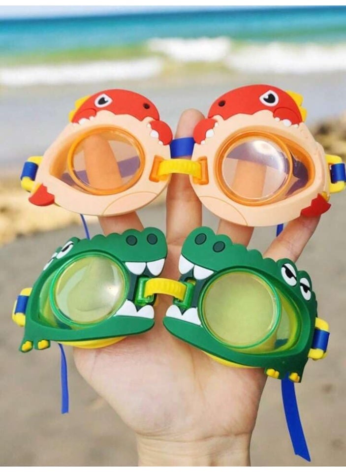 QSHOP® Kids Swim Goggles with UV Protection, Anti-Fog, No Leak, Adjustable Strap, Flexible Nose Bridge Design - Kids Swim Goggles