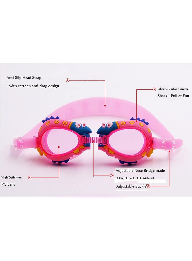 QSHOP® Kids Swim Goggles with UV Protection, Anti-Fog, No Leak, Adjustable Strap, Flexible Nose Bridge Design - Kids Swim Goggles