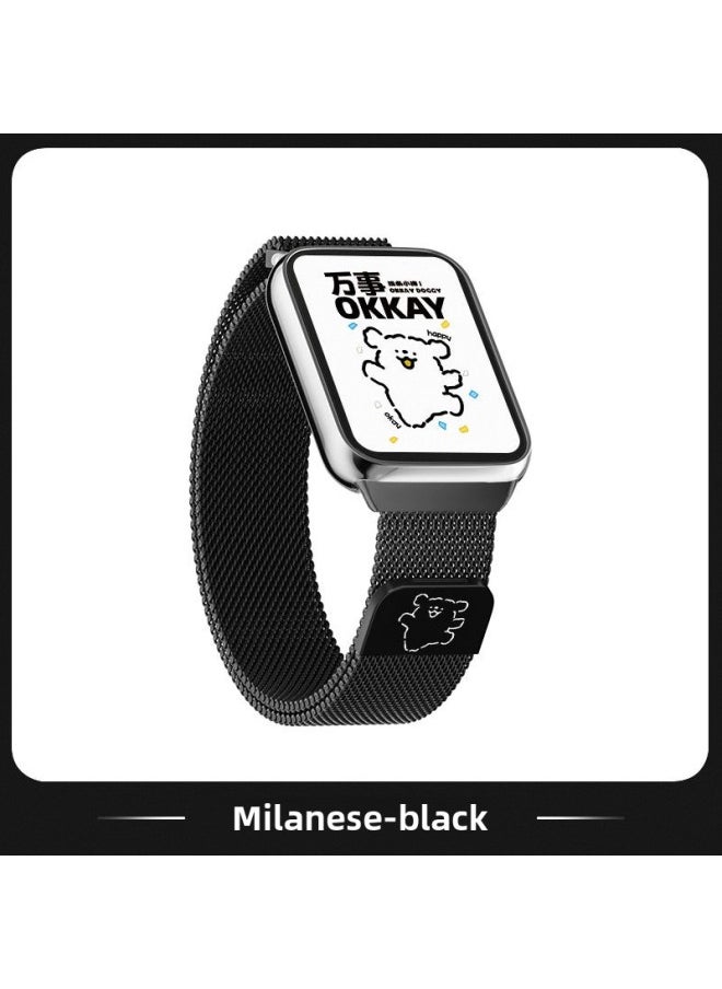 Generic - Suitable For Xiaomi 9pro8 Milanese Nice Strap Red Rice 4/5 Line Dog Cartoon Metal Hello Kitty Star Color-Colour:Happy Dog【silver】-Specification:Universal For Xiaomi 8/9pro And Redmi 4/5 - Image 1
