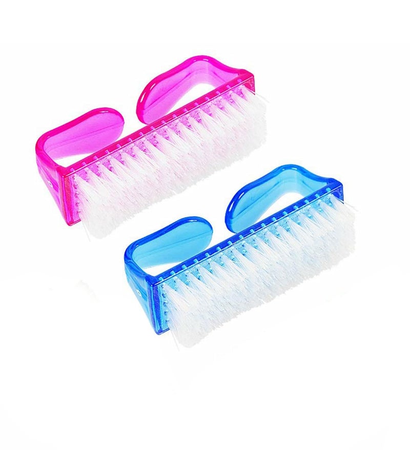 MEPOINT 2 Pcs Handle Grip Nail Brush Fingernail Cleaner Pedicure Scrub Foot Brushes Toes Cleaning Tool Kit (Multicolor)(2 pcs) - Image 1