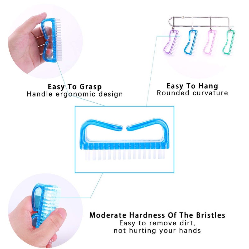 MEPOINT 2 Pcs Handle Grip Nail Brush Fingernail Cleaner Pedicure Scrub Foot Brushes Toes Cleaning Tool Kit (Multicolor)(2 pcs) - Image 2