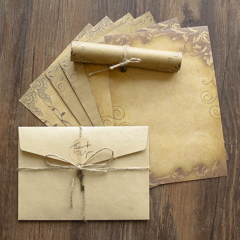 Confession Letterhead Handwritten Love Letter Vintage Letter Paper Envelope Kraft Paper Envelope Paper Bag Set With Hemp Rope Pendant - Image 2