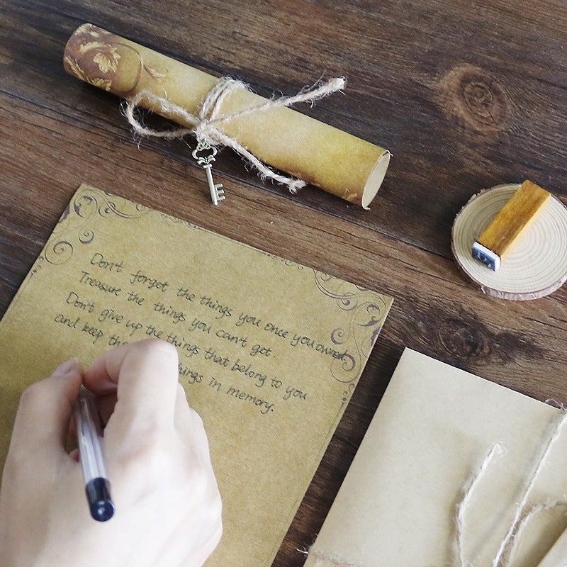 Confession Letterhead Handwritten Love Letter Vintage Letter Paper Envelope Kraft Paper Envelope Paper Bag Set With Hemp Rope Pendant - Image 5