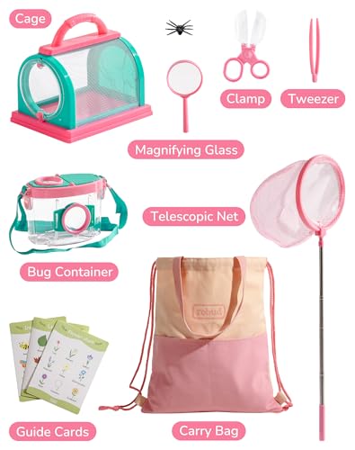 ROBUD Kids Explorer Kit Bug Catcher Kit with Bag Kit Pink Outdoor Exploration Set for Camping Montessroi Toy for Kids Coming Closer to NatureWRP28 - Image 5