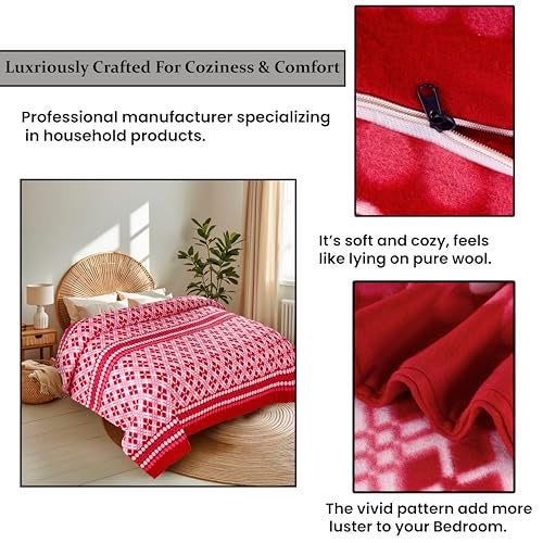 CHANDRAVATI Single Bed ||60x90||Fleece|| Quilt Cover/Duvet Cover/Rajai Cover/Blanket Cover for Winters (CC-Red, 60x90) - Image 4