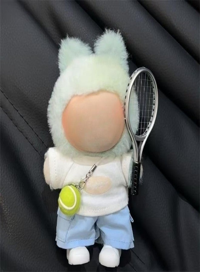 Pmuul 17cm/15cm Doll Clothes Suitable for Labubu Outfit: Fashion Clothes(Doll Not Included) (Blue Tennis Set (top+Pants+Tennis Ball+Racket+Sneakers)) - Image 5