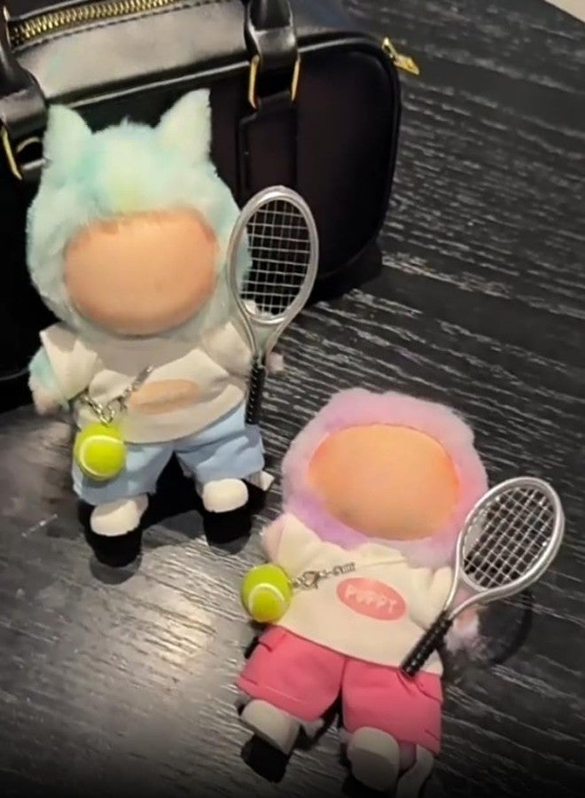 Pmuul 17cm/15cm Doll Clothes Suitable for Labubu Outfit: Fashion Clothes(Doll Not Included) (Blue Tennis Set (top+Pants+Tennis Ball+Racket+Sneakers)) - Image 3