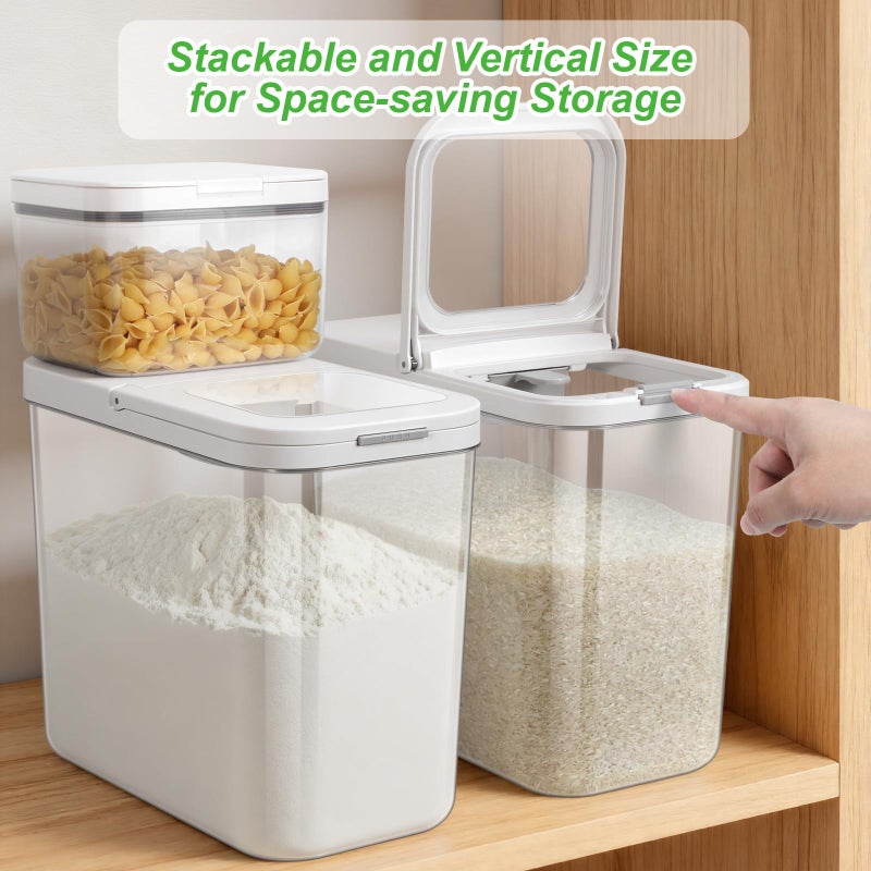 TBMAXS Rice Flour Storage Container - 12.7 Qt | 25 Lbs Crystal-Clear Plastic Food Storage Container Bin with Pop-up Lid for Grains Beans, Dry Food Holder for Kitchen Pantry Organization and Storage - Image 5