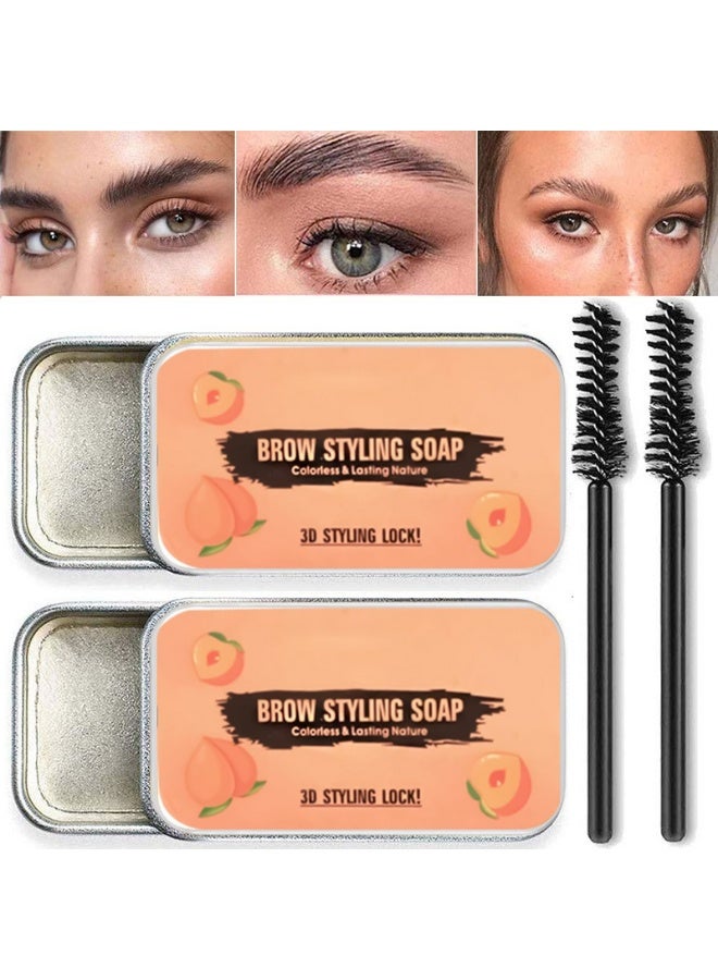 2 Pack Soap Brow Kit – Waterproof Long Lasting Styling Pomade, Smudge-Proof Brow Makeup Balm for Natural Feathery Look - Image 1