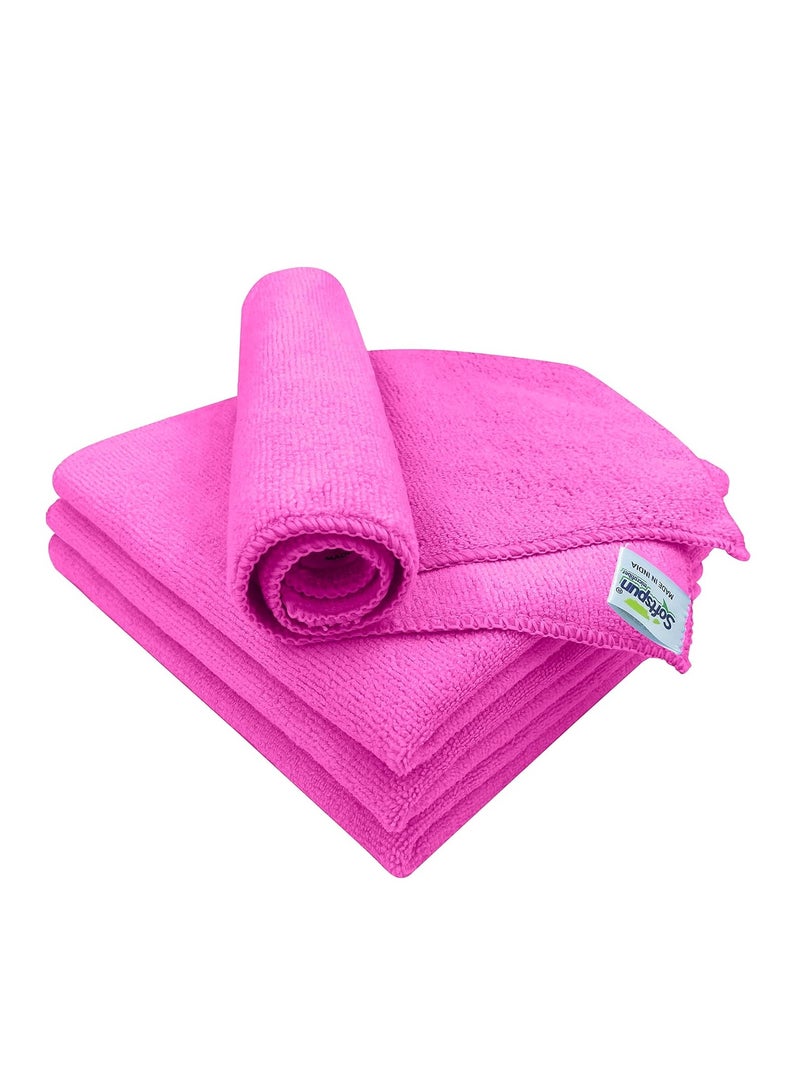 SOFTSPUN Microfiber Cloth - 4 pcs - 40x40 cms - 340 GSM Pink - Thick Lint & Streak-Free Multipurpose Cloths - Automotive Microfibre Towels for Car Bike... - Image 1