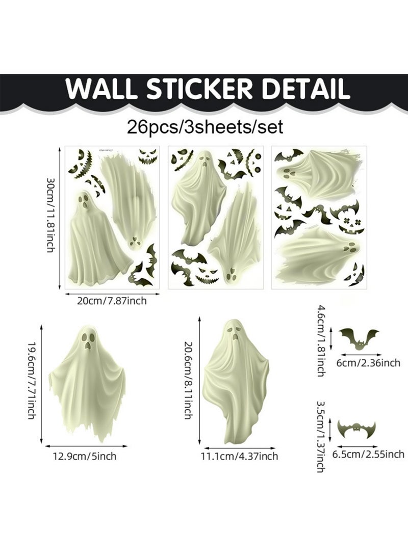 Halloween Window Stickers, Glow in The Dark Halloween Ghost Wall Decor, Wall Stickers for Halloween Party Decorations Inside Outside Decor - Image 4