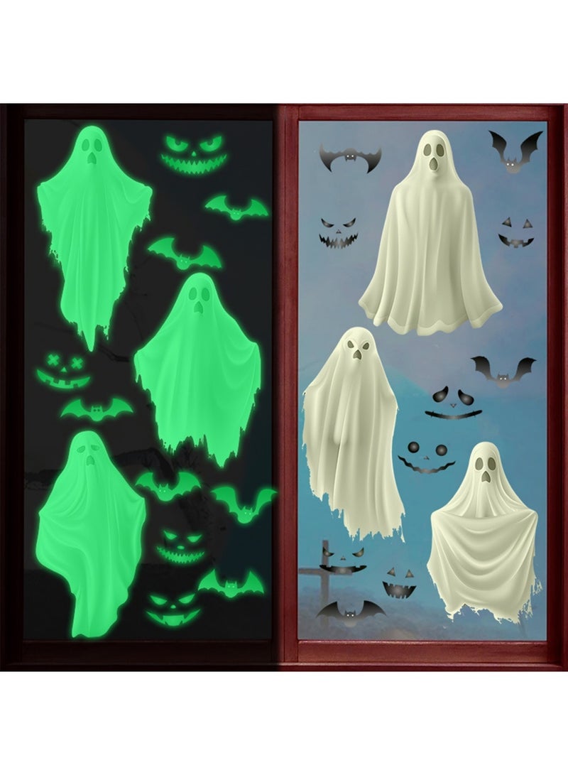 Halloween Window Stickers, Glow in The Dark Halloween Ghost Wall Decor, Wall Stickers for Halloween Party Decorations Inside Outside Decor - Image 1