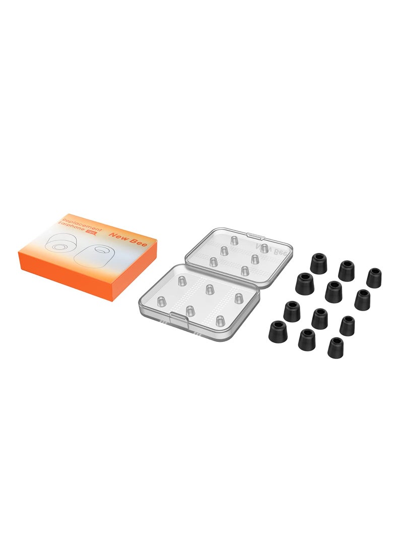 SYOSI 6 Pairs Earphone Tips New Bee 12pcs Premium Replacement Earbud Tips, Blocking Out Ambient Noise Memory Foam Earbuds, Inner 4.9mm for in-Ear Headphones with 5mm to 7mm Tips (Black, S/M/L) - Image 2