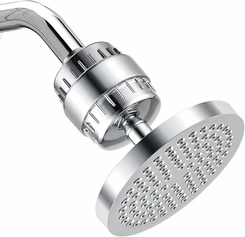 AMINAC Filtered Shower Head and 20-Stage Shower Filter Combo, with 5 Powerful Spray Modes, 360° Adjustable Showerhead for Hard Water, Removes Chlorine and Heavy Metals, Chrome Finish - Image 1