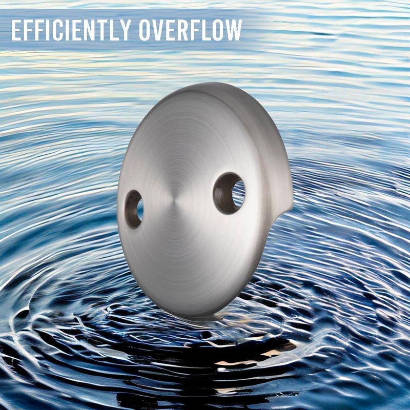 UNI-DRAIN Universal Bathtub Overflow Drain Face Plate 2 Hole Tub Overflow Drain Plate Matching Screws(Nickel Brushed) - Image 3