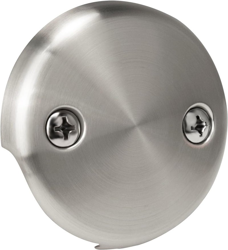 UNI-DRAIN Universal Bathtub Overflow Drain Face Plate 2 Hole Tub Overflow Drain Plate Matching Screws(Nickel Brushed) - Image 1