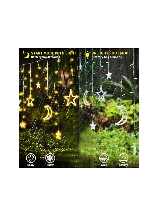 The Bros Ramadan Decorations for Home, 138 LED Colorful Moon Star Lights Hanging for Home Decoration  - Image 5