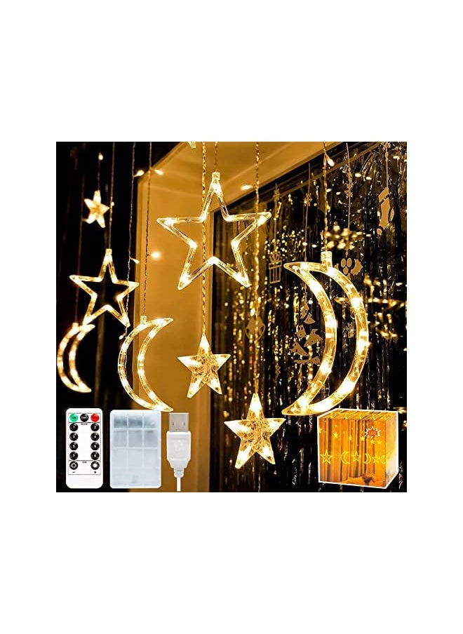The Bros Ramadan Decorations for Home, 138 LED Colorful Moon Star Lights Hanging for Home Decoration  - Image 3