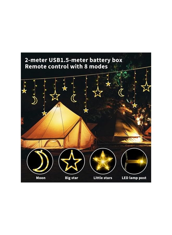 The Bros Ramadan Decorations for Home, 138 LED Colorful Moon Star Lights Hanging for Home Decoration  - Image 4