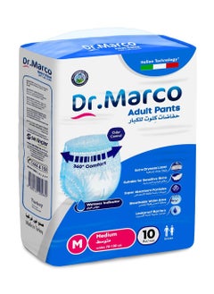 Dr. Marco Adult Culotte Diaper, Size Medium, 10 Count Turkish made Pants with Wetness Indicator, Italian Technology  - Image 1