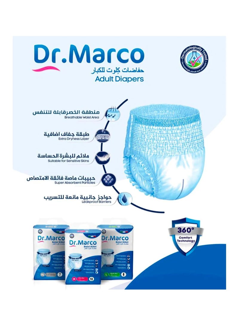 Dr. Marco Adult Culotte Diaper, Size Medium, 9 Count Turkish made Pants with Wetness Indicator, Italian Technology - Image 2