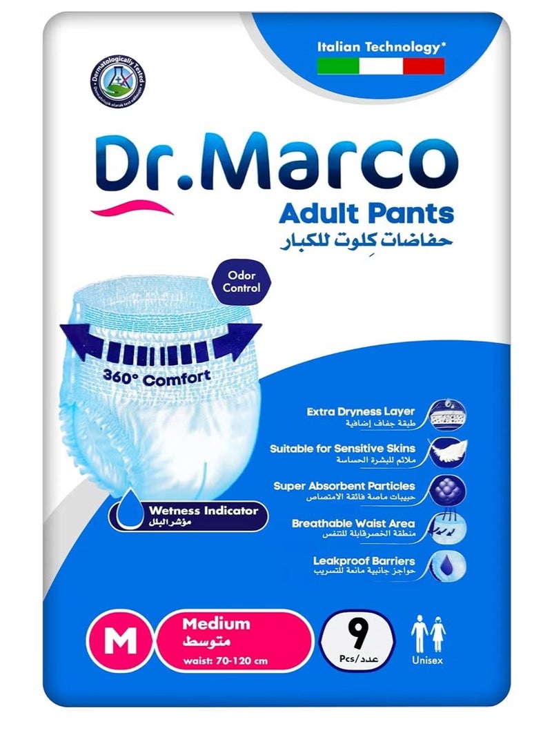 Dr. Marco Adult Culotte Diaper, Size Medium, 9 Count Turkish made Pants with Wetness Indicator, Italian Technology - Image 3