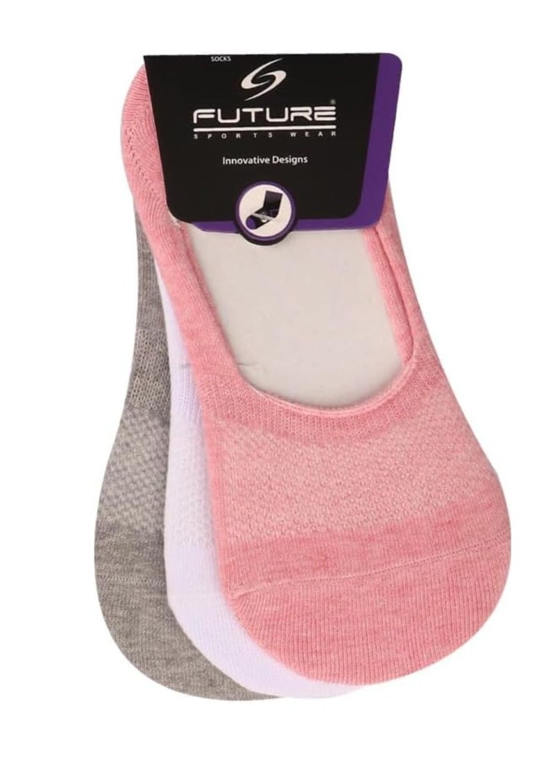 Future Future Socks Invisible With Silicon Stripes for women Pack of 3 size 36-40 Multicolor  - Image 1