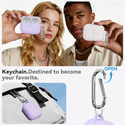 Ljusmicker for AirPods Pro 3 Case 2025 with Cleaner Kit,Soft Silicone Protective Cover for Apple AirPods Pro 3rd Generation Cases for Women Men,for AirPod Pro 3 Case Accessories with Keychain-Purple - Image 5
