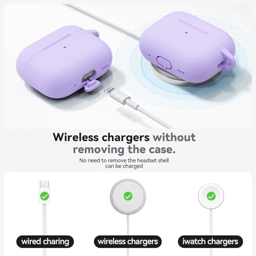 Ljusmicker for AirPods Pro 3 Case 2025 with Cleaner Kit,Soft Silicone Protective Cover for Apple AirPods Pro 3rd Generation Cases for Women Men,for AirPod Pro 3 Case Accessories with Keychain-Purple - Image 4