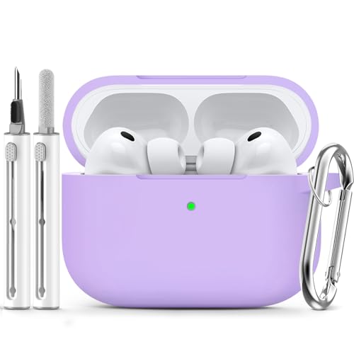 Ljusmicker for AirPods Pro 3 Case 2025 with Cleaner Kit,Soft Silicone Protective Cover for Apple AirPods Pro 3rd Generation Cases for Women Men,for AirPod Pro 3 Case Accessories with Keychain-Purple - Image 1