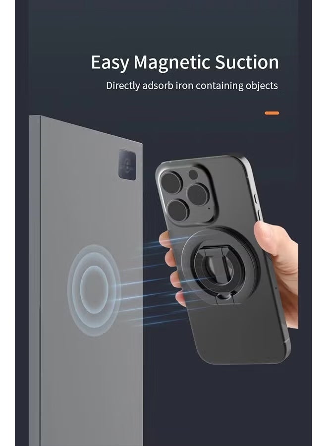 Smartphone holder with a magnetic ring for MagSafe Dual-Side Magnetic technology. It serves as a removable gym phone grip with a kickstand, compatible with iPhone 16/15/14/13/12 series and magnetic car mounts - Image 2
