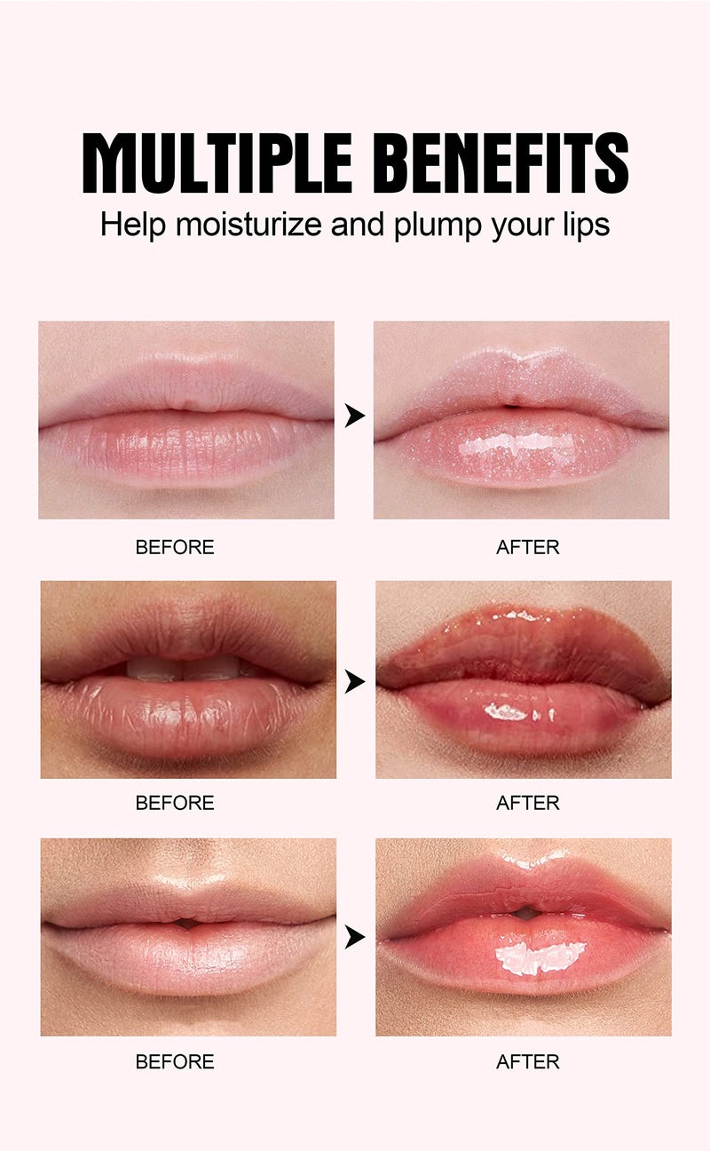 BAISEN DIARY Plumping Lip Oil With Chili Extract - Fuller Lips Instantly! Ultra-Hydrating & Nourishing, Glossy Finish Lip Glow Oil, Lip Plumping Booster Plump, Smooth, and Define Your Lips Naturally (01 Pink) - Image 3