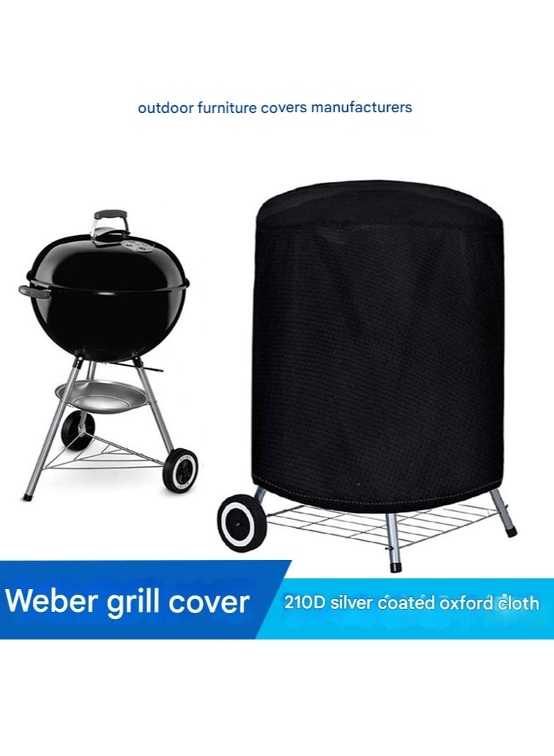 MEETION 210D Round BBQ Cover, Kettle Grill Cover fit for Weber Charcoal Kettle Char-Broil, Waterproof Dome Smoker Cover (71*56cm) - Image 2