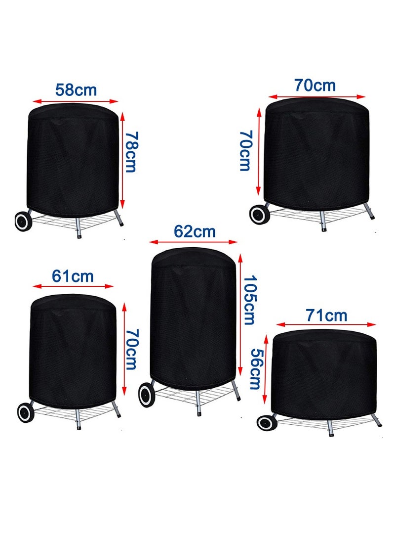 MEETION 210D Round BBQ Cover, Kettle Grill Cover fit for Weber Charcoal Kettle Char-Broil, Waterproof Dome Smoker Cover (71*56cm) - Image 3