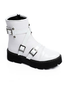 Half Boots White Shiny / Leather