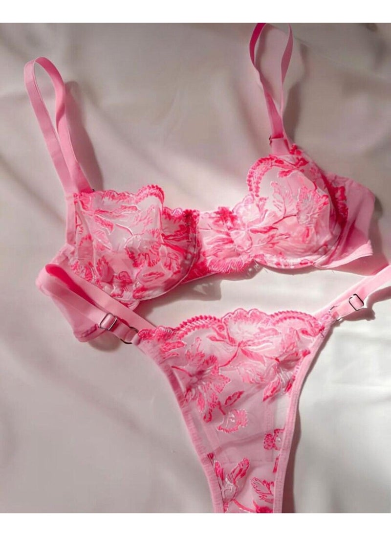 La Linaa Cindy Pink Women's Thong Bralette Set  - Image 3