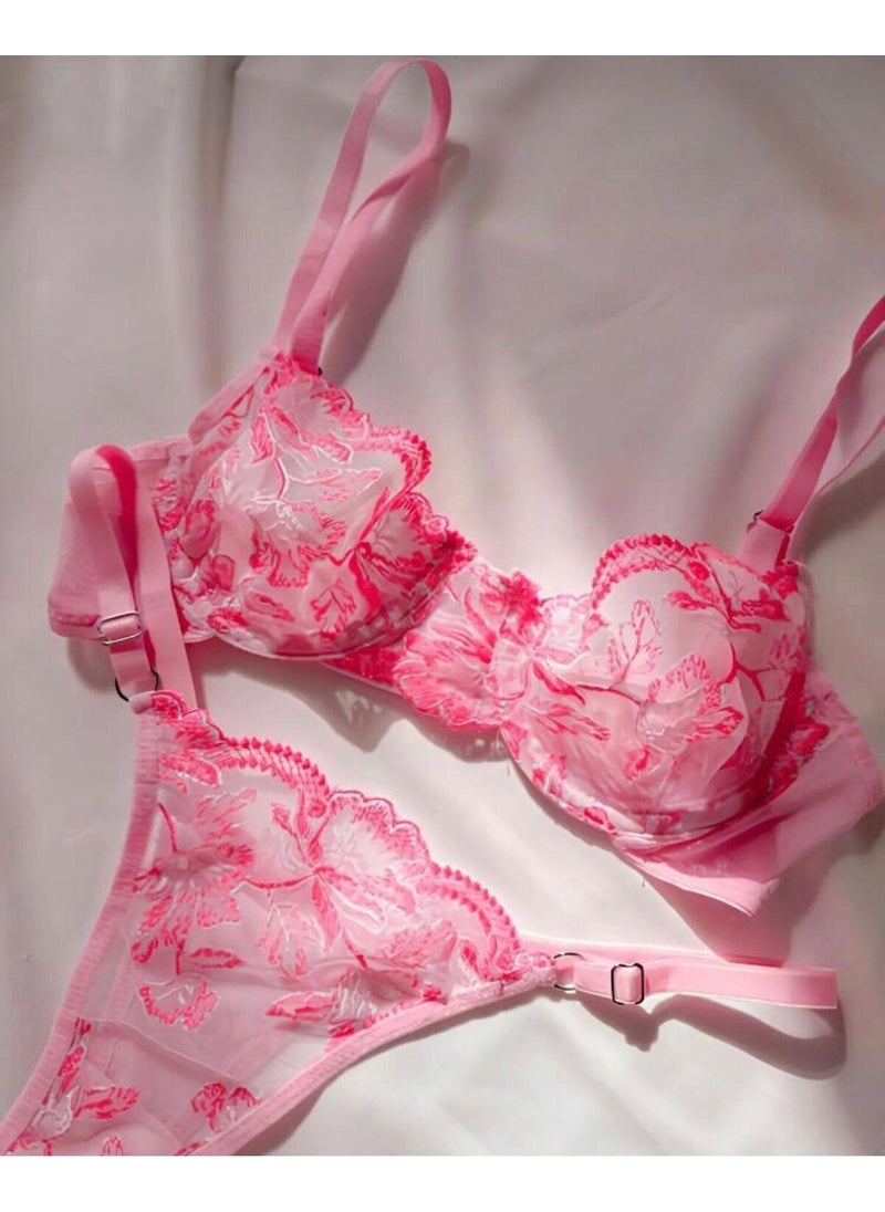 La Linaa Cindy Pink Women's Thong Bralette Set  - Image 2