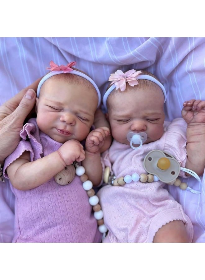 Anano Reborn Baby Dolls Silicone Full Body-18 in Realistic Baby Doll Lifelike, Reborn Twins Girls, Full Silicone Babys Doll Twins That Look Real Life Babys Posable with Accessories - Image 5