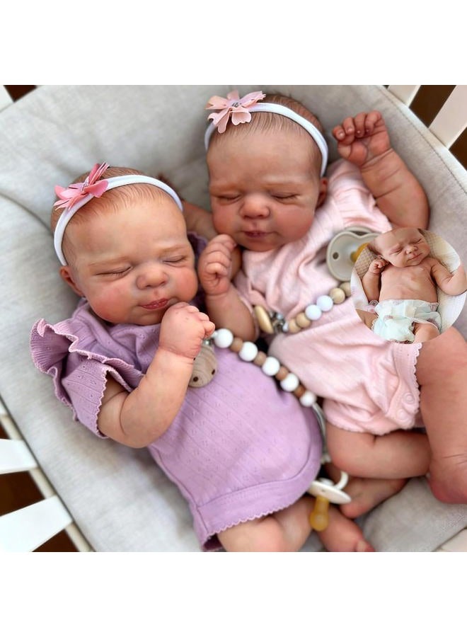 Anano Reborn Baby Dolls Silicone Full Body-18 in Realistic Baby Doll Lifelike, Reborn Twins Girls, Full Silicone Babys Doll Twins That Look Real Life Babys Posable with Accessories - Image 1
