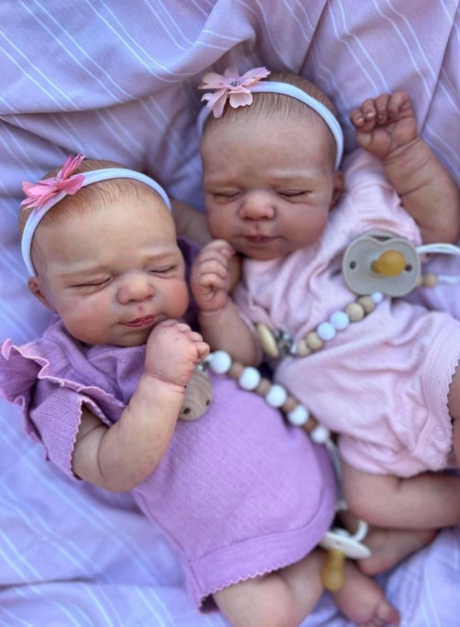 Anano Reborn Baby Dolls Silicone Full Body-18 in Realistic Baby Doll Lifelike, Reborn Twins Girls, Full Silicone Babys Doll Twins That Look Real Life Babys Posable with Accessories - Image 3