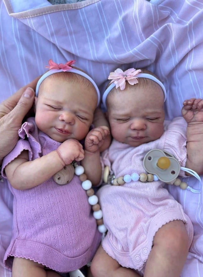 Anano Reborn Baby Dolls Silicone Full Body-18 in Realistic Baby Doll Lifelike, Reborn Twins Girls, Full Silicone Babys Doll Twins That Look Real Life Babys Posable with Accessories - Image 4