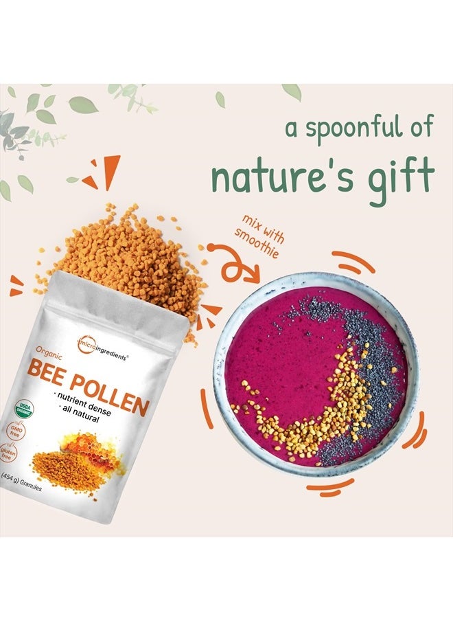 Micro Ingredients - Organic Bee Pollen Granules, 1lb | Pure Fresh Harvest, Natural Superfood, Raw Sweet Flavor | Rich in B Vitamins, Minerals, Protein, & Antioxidants | Keto, Non-GMO - Image 1